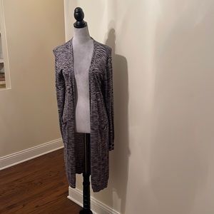Long black, grey snd white cartigan